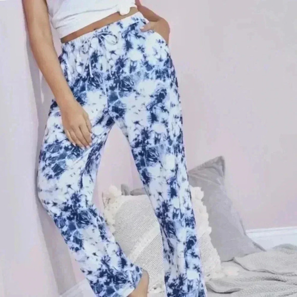 Swimsuit for All Lily Blue Tie-Dye Drawstring Pockets Lounge Pants LIKE NEW - Picture 3 of 3